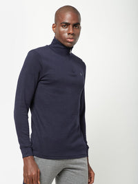 Sporto Men's Mock Neck/High Neck T-Shirt - Navy