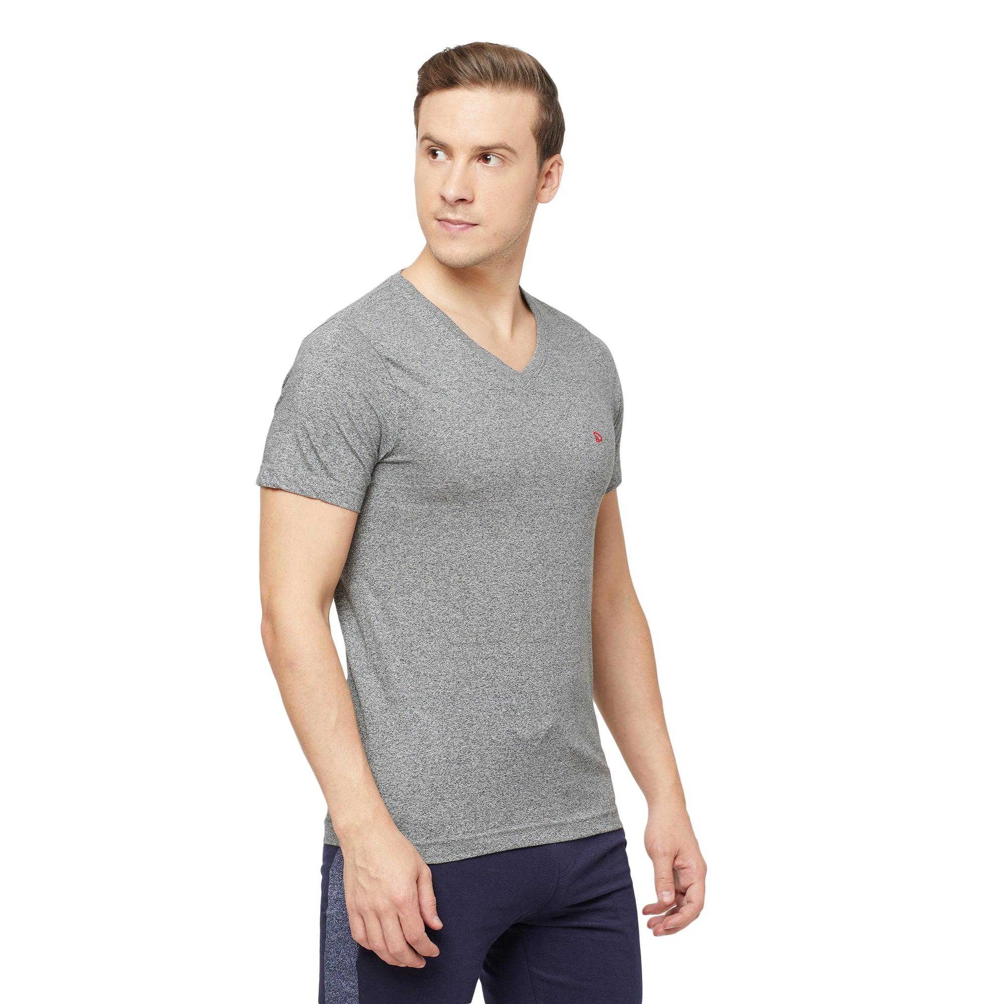 Sporto Men's Slim fit V Neck T-Shirt - Grey Jaspe