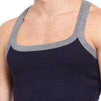 Men's Solid Gym Vest- Pack of 2 (Black & Navy)