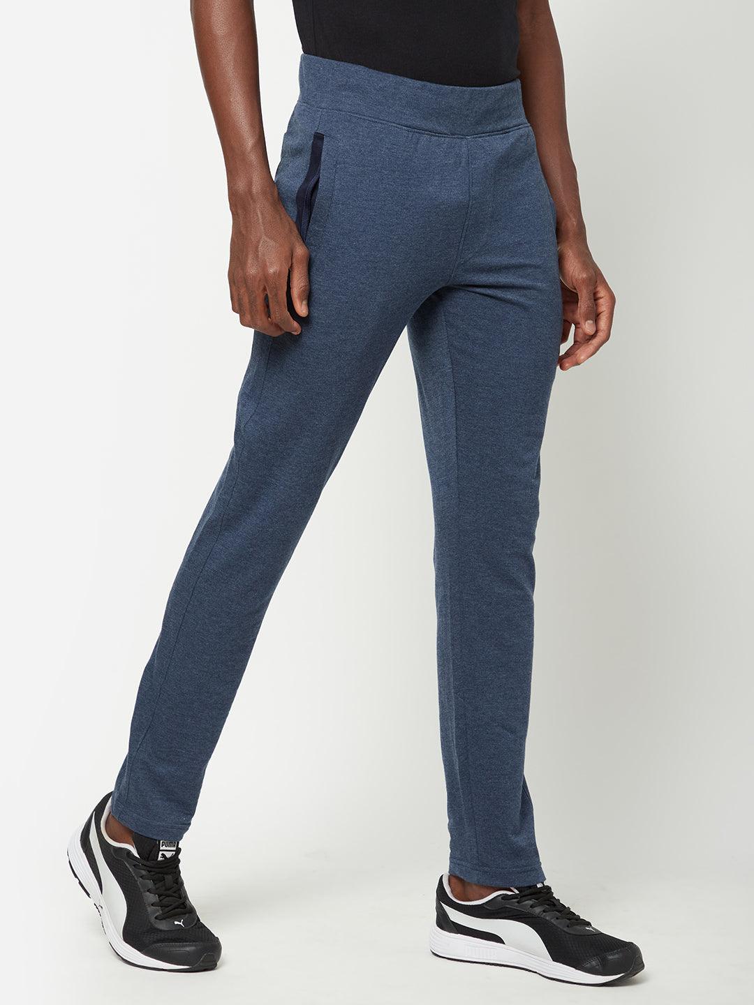 Sporto Men's Blue Melange Terry knit Track pant