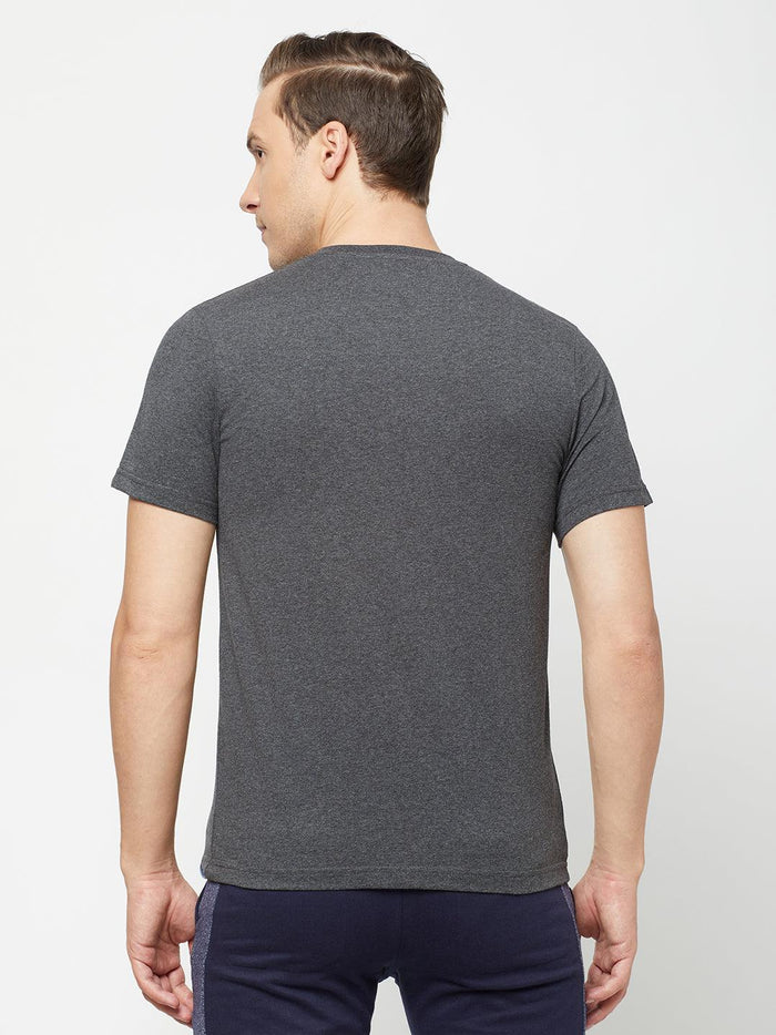 Sporto Men's Slim fit V Neck T-Shirt - Anthra Melange