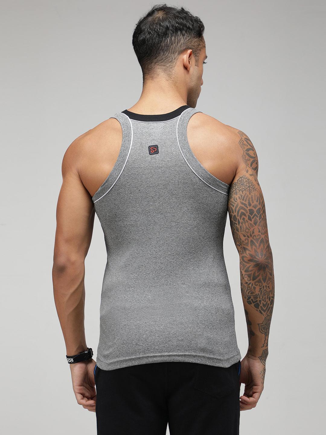 Sporto Men's Cotton Vest - Pack Of 2 (Black & Grey)