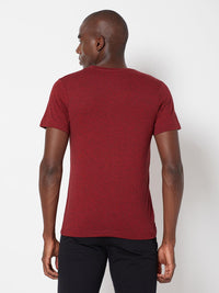 Sporto Men's Round Neck Cotton Tee - Ribbon Red