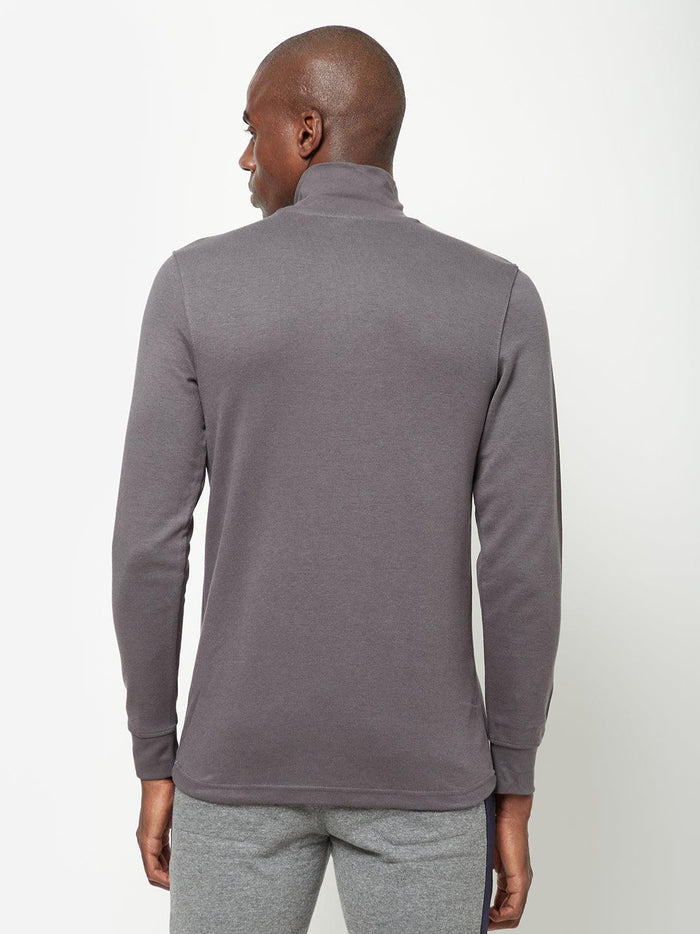 Sporto Men's Mock Neck/High Neck T-Shirt - Charcoal Denim