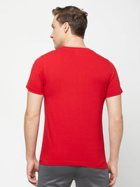 Sporto Men's Round Neck Cotton Tee - Pure Red