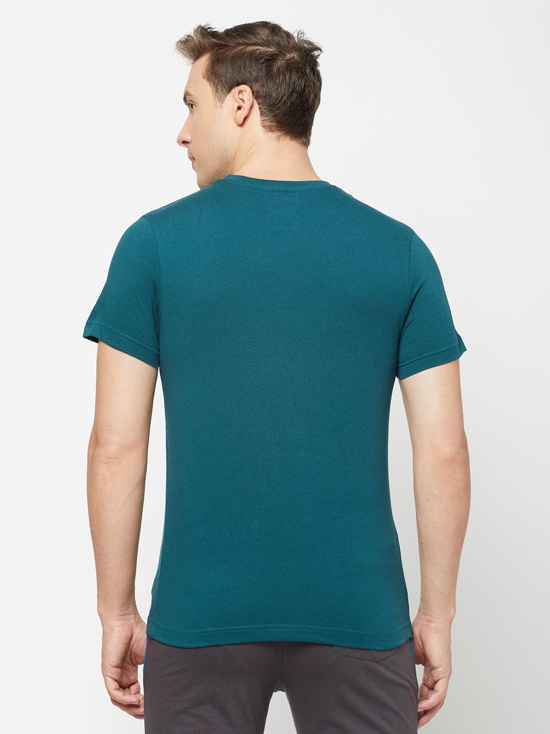 Sporto Men's Round Neck Cotton Tee - Atlantic Deep