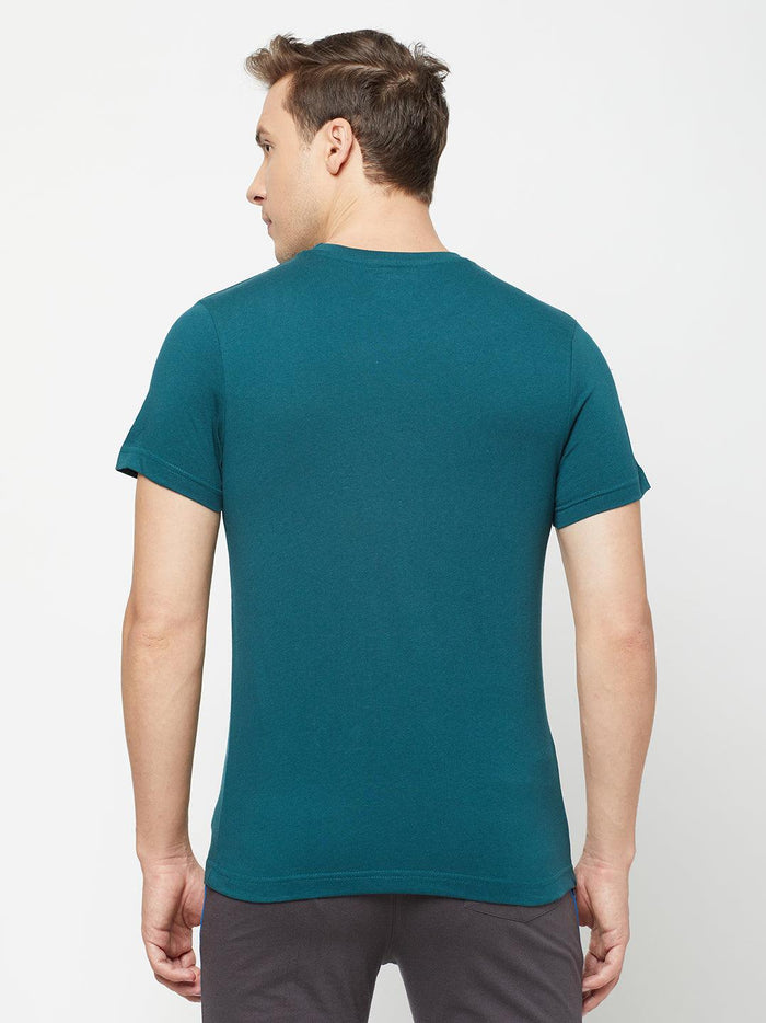 Sporto Men's Round Neck Cotton Tee - Atlantic Deep