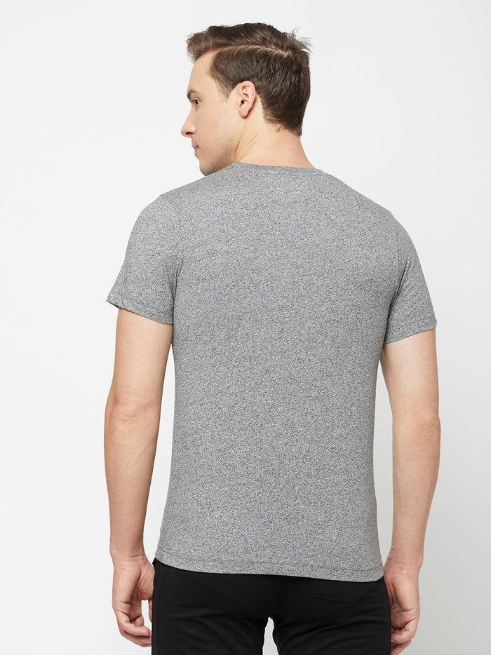 Sporto Men's Round Neck Cotton Tee - Grey Jaspe