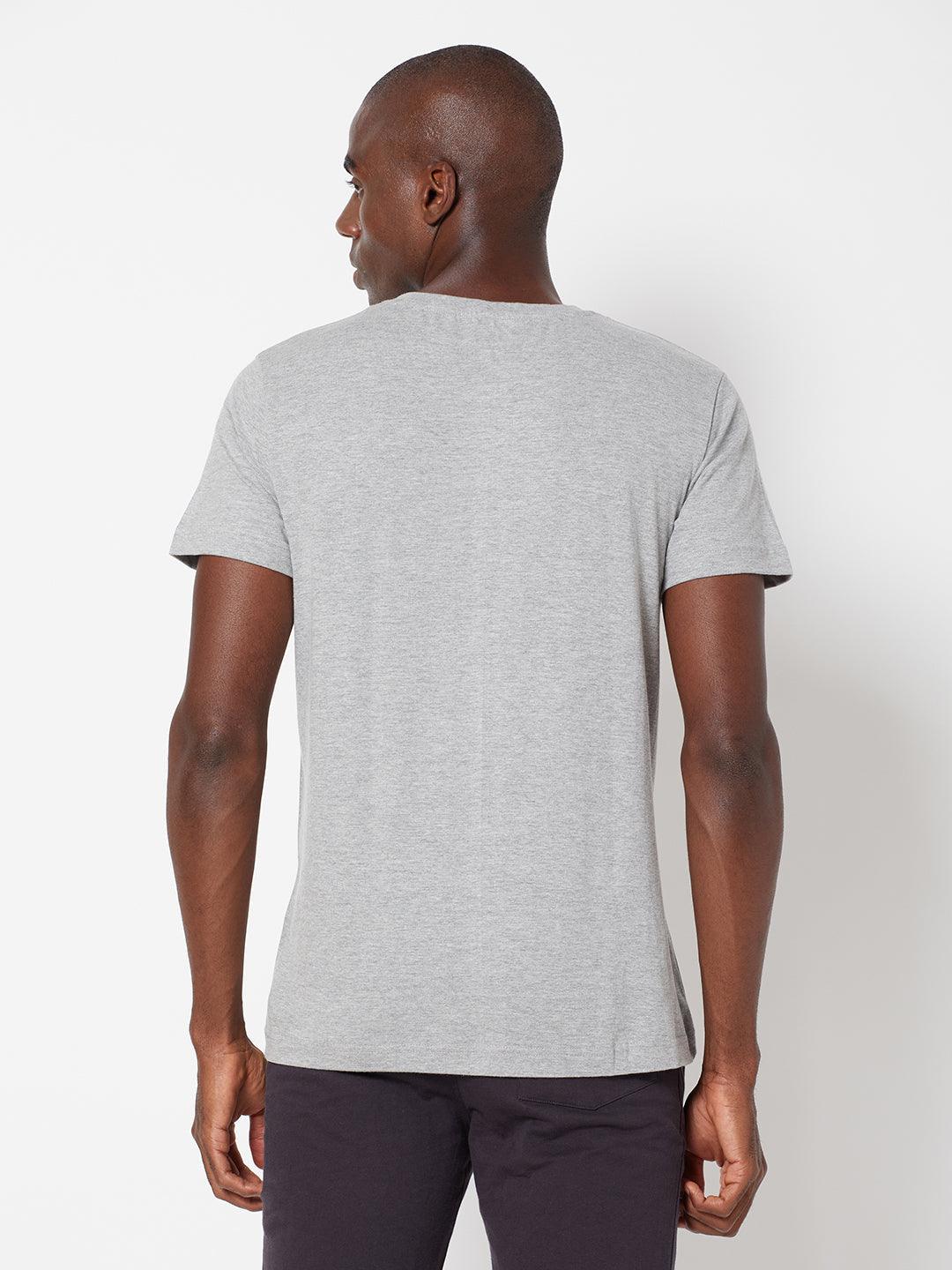 Sporto Men's V Neck T-Shirt - Grey Melange