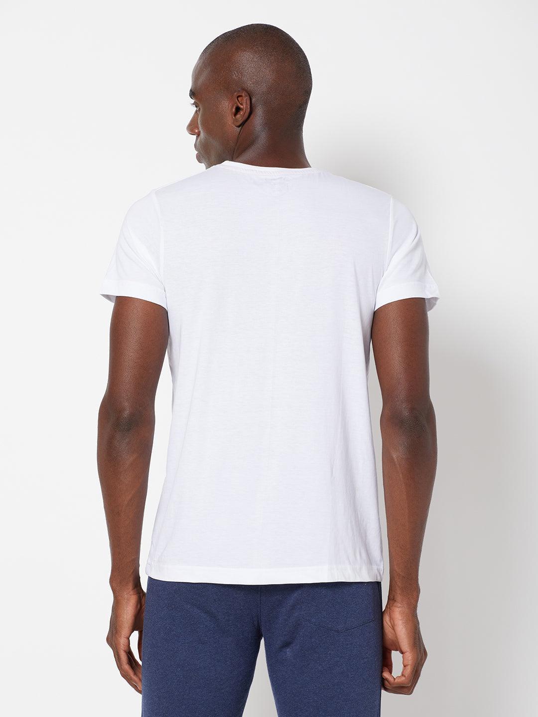 Sporto Men's Round Neck Cotton Tee - Pure White