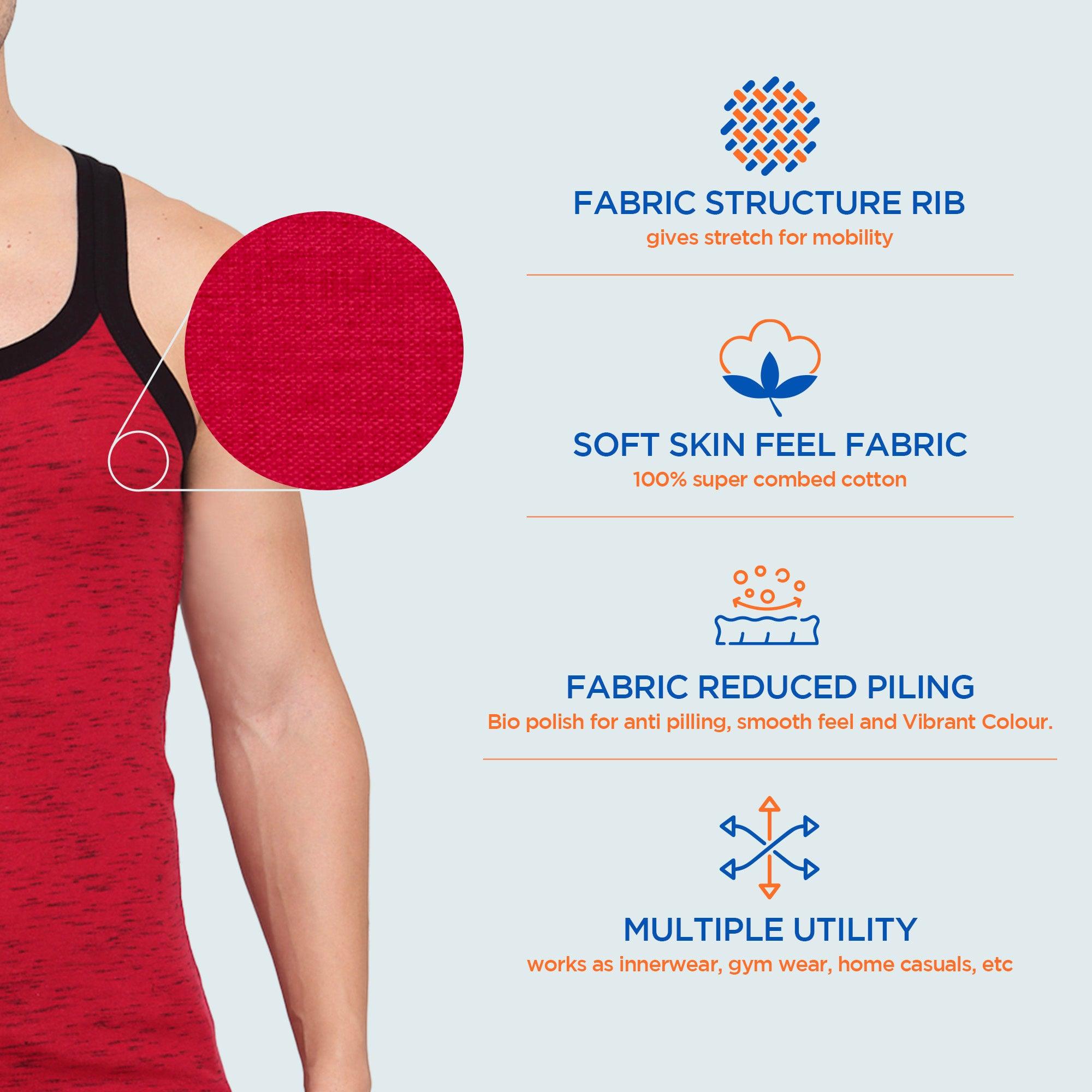 Men's Solid Gym Vest- Pack of 2 (Black & Red)