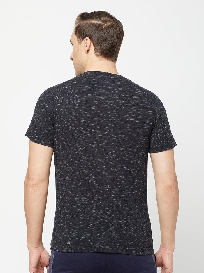 Sporto Men's Slim fit V Neck T-Shirt - Black With Flakes
