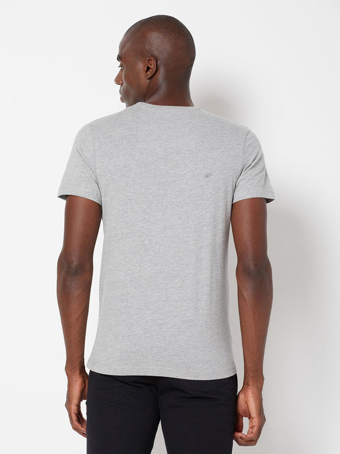 Sporto Men's Round Neck Cotton Tee - Grey Melange