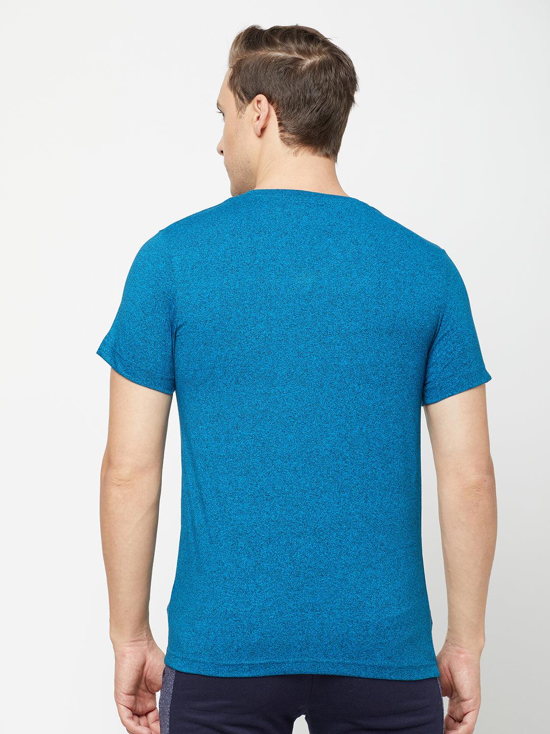 Sporto Men's V Neck T-Shirt - Sapphire Blue Jaspe
