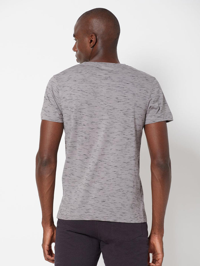 Sporto Men's Slim fit V Neck T-Shirt - Grey With Flakes