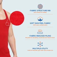 Men's Solid Gym Vests - Pack of 2 (Black & Red)