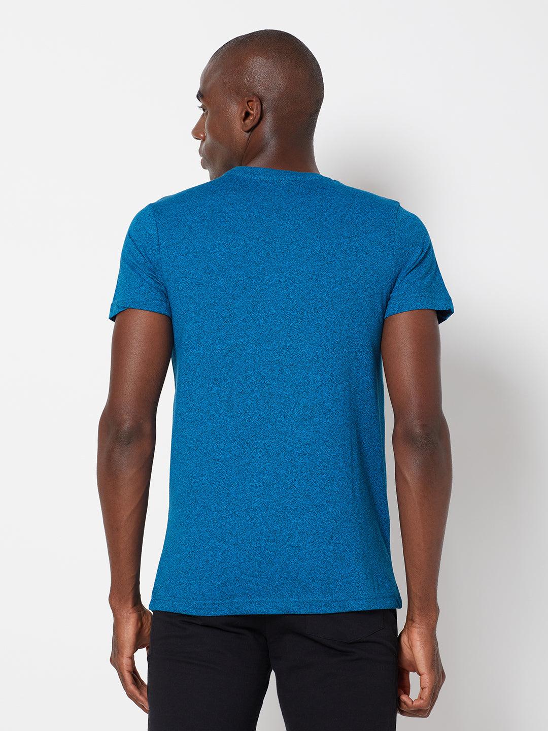 Sporto Men's Round Neck Cotton Tee - Blue Jaspe