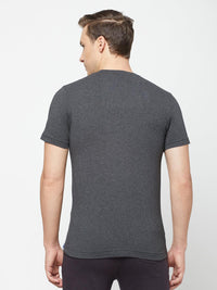 Sporto Men's Round Neck Cotton Tee - Anthra Melange