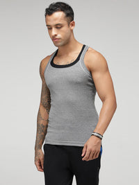 Sporto Men's Cotton Vest - Pack Of 2 (Black & Grey)