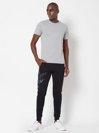 Sporto Men's Round Neck Cotton Tee - Grey Melange