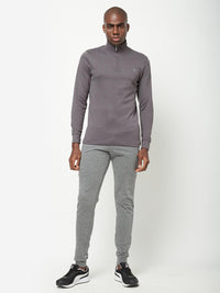 Sporto Men's Mock Neck/High Neck T-Shirt - Charcoal Denim