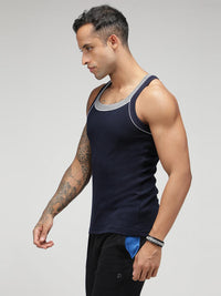 Sporto Men's Cotton Vest - Pack Of 2 (Black & Navy)