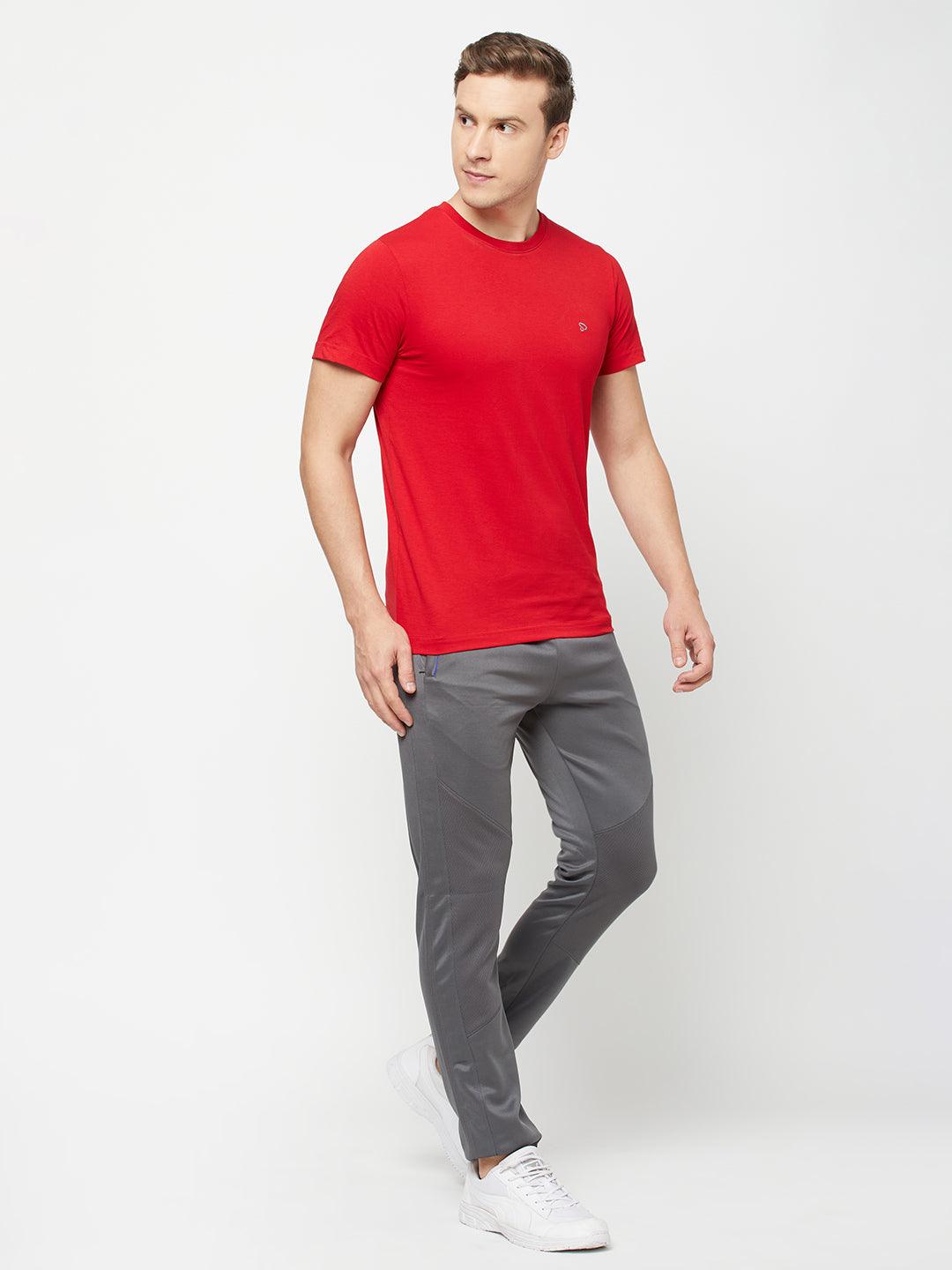 Sporto Men's Round Neck Cotton Tee - Pure Red