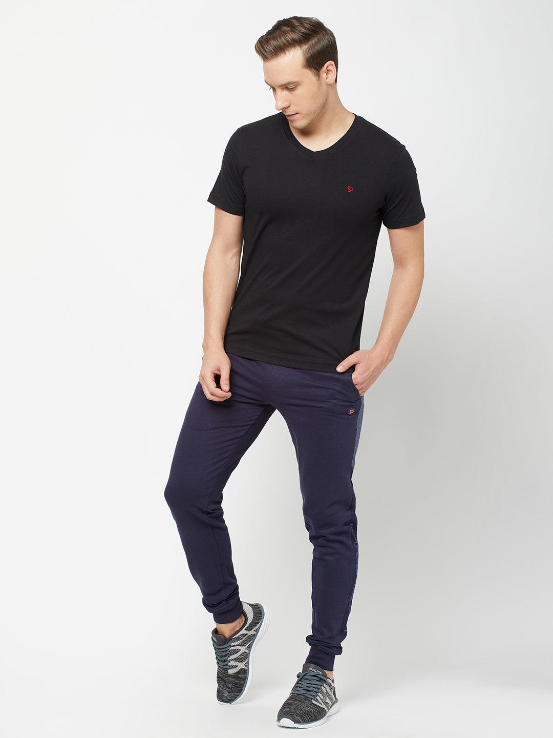 Sporto Men's Slim fit V Neck T-Shirt - Black