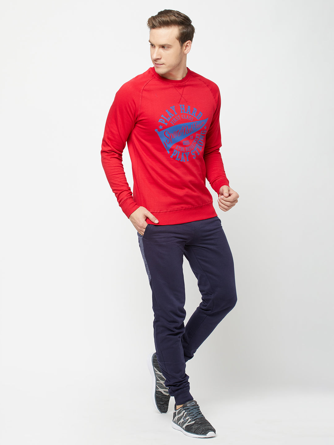 Sporto Men's Full Sleeve Sweatshirt - Red Cherry