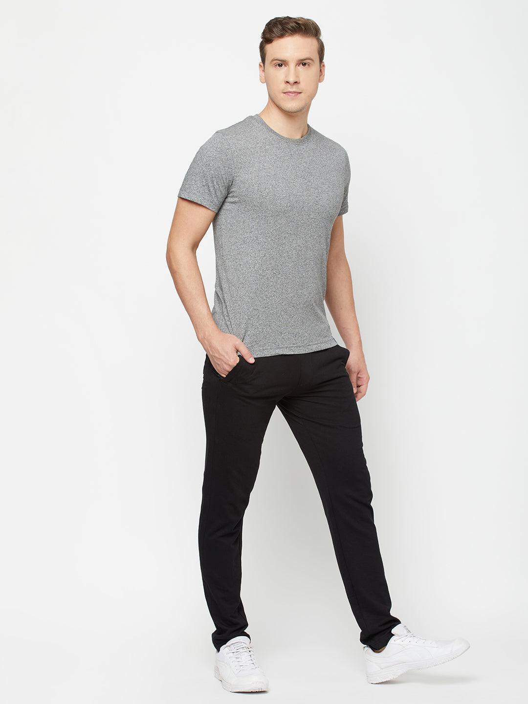 Sporto Men's Round Neck Cotton Tee - Grey Jaspe