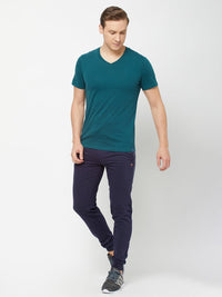 Sporto Men's Slim fit V Neck T-Shirt - Atlantic Deep