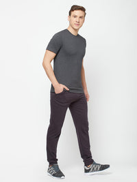 Sporto Men's Round Neck Cotton Tee - Anthra Melange