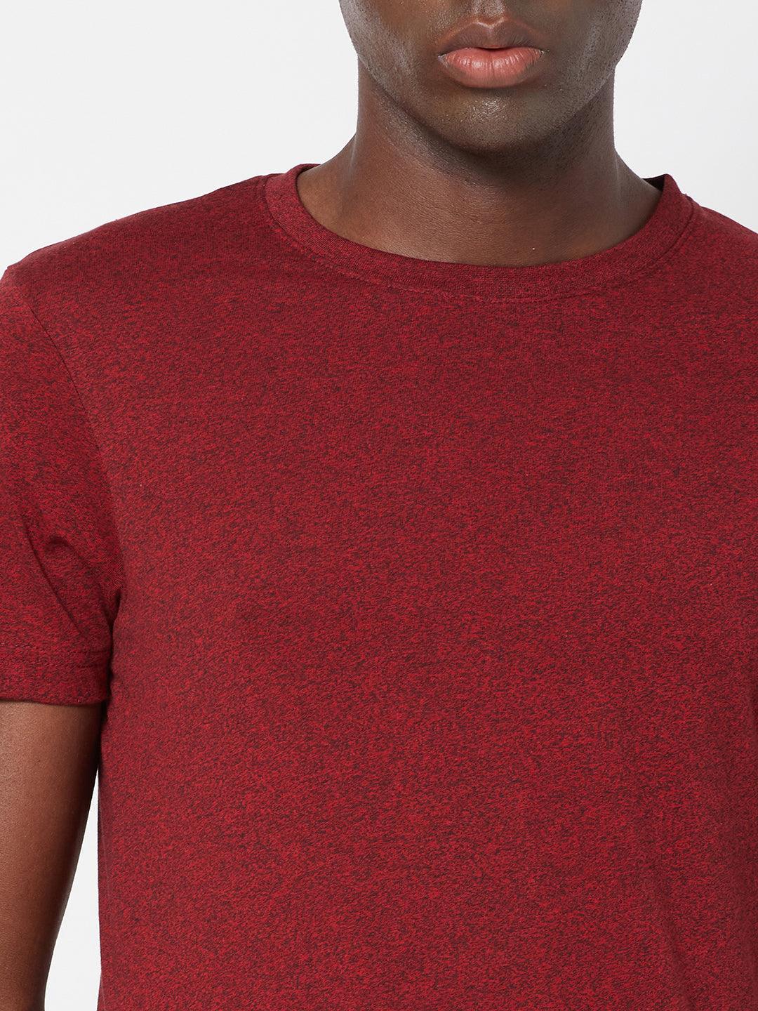 Sporto Men's Round Neck Cotton Tee - Ribbon Red