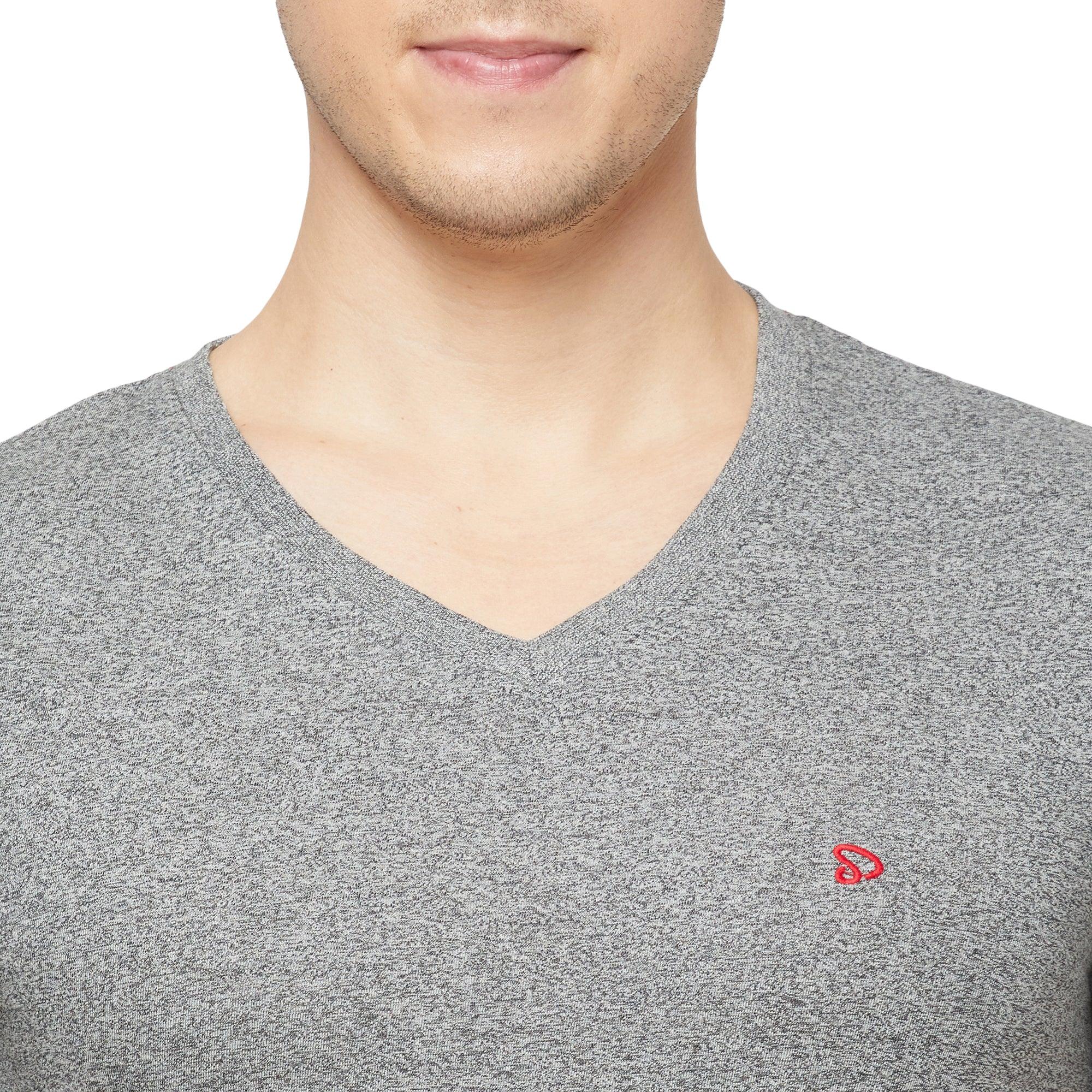 Sporto Men's Slim fit V Neck T-Shirt - Grey Jaspe