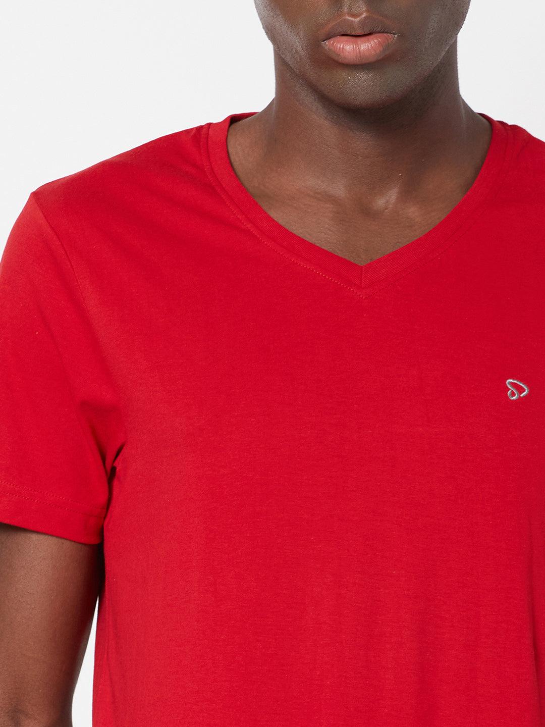 Sporto Men's Slim fit V Neck T-Shirt - Red