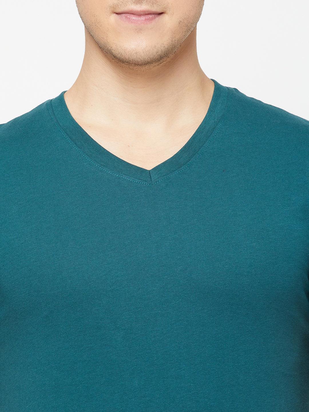 Sporto Men's Slim fit V Neck T-Shirt - Atlantic Deep