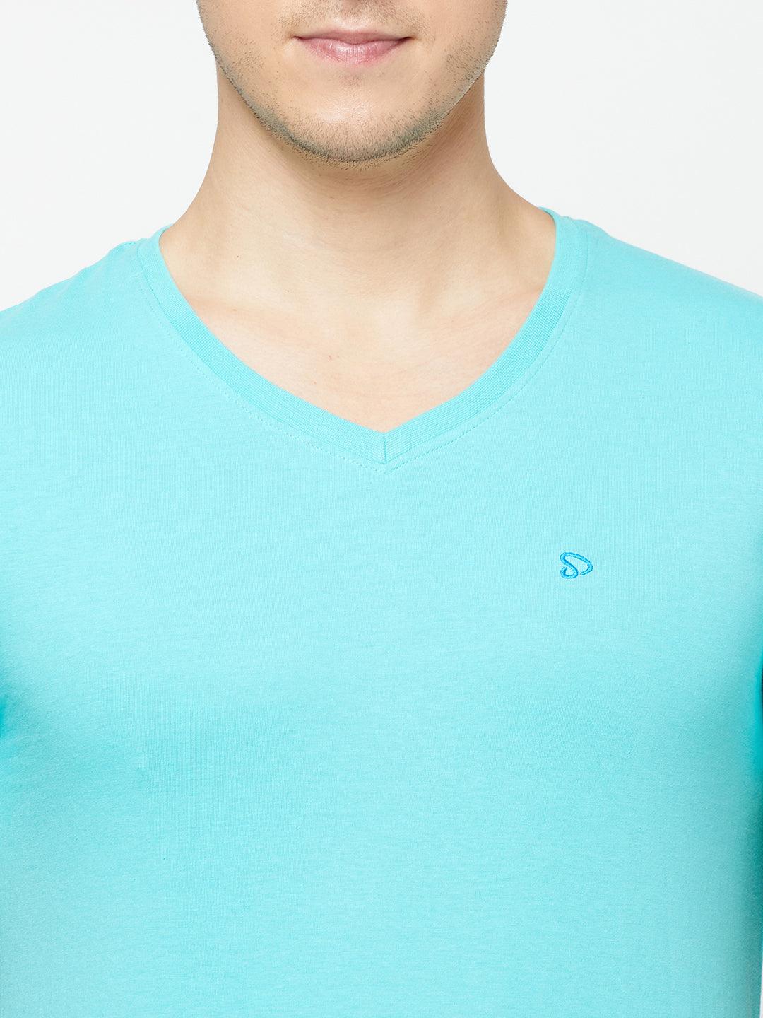 Sporto Men's Slim fit V Neck T-Shirt - Ocean Weave