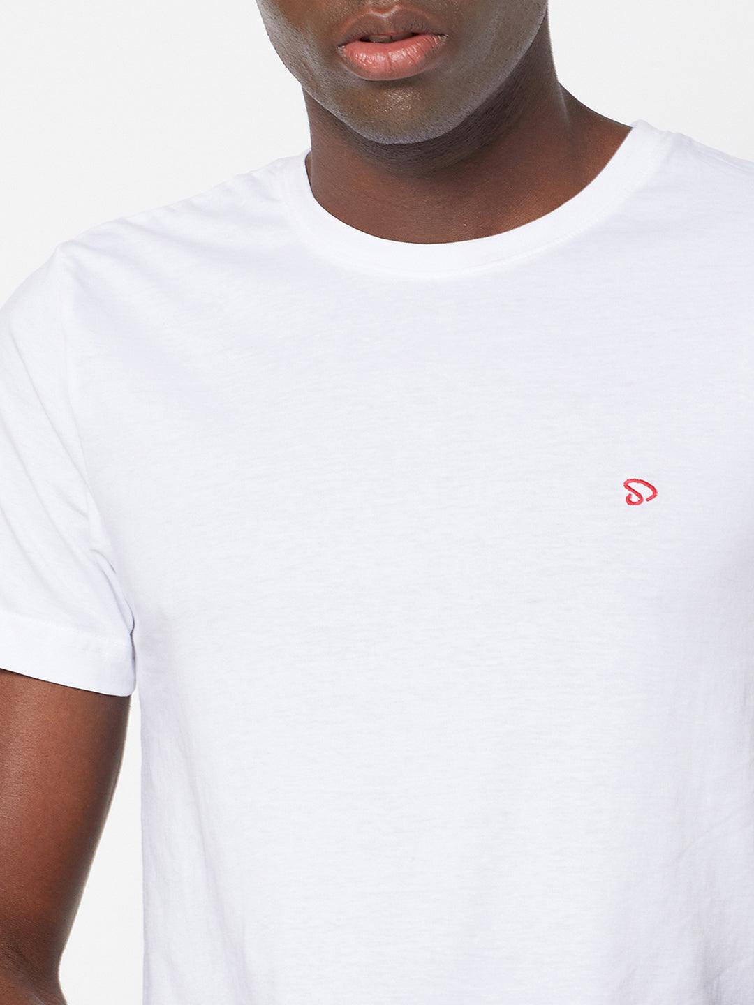 Sporto Men's Round Neck Cotton Tee - Pure White