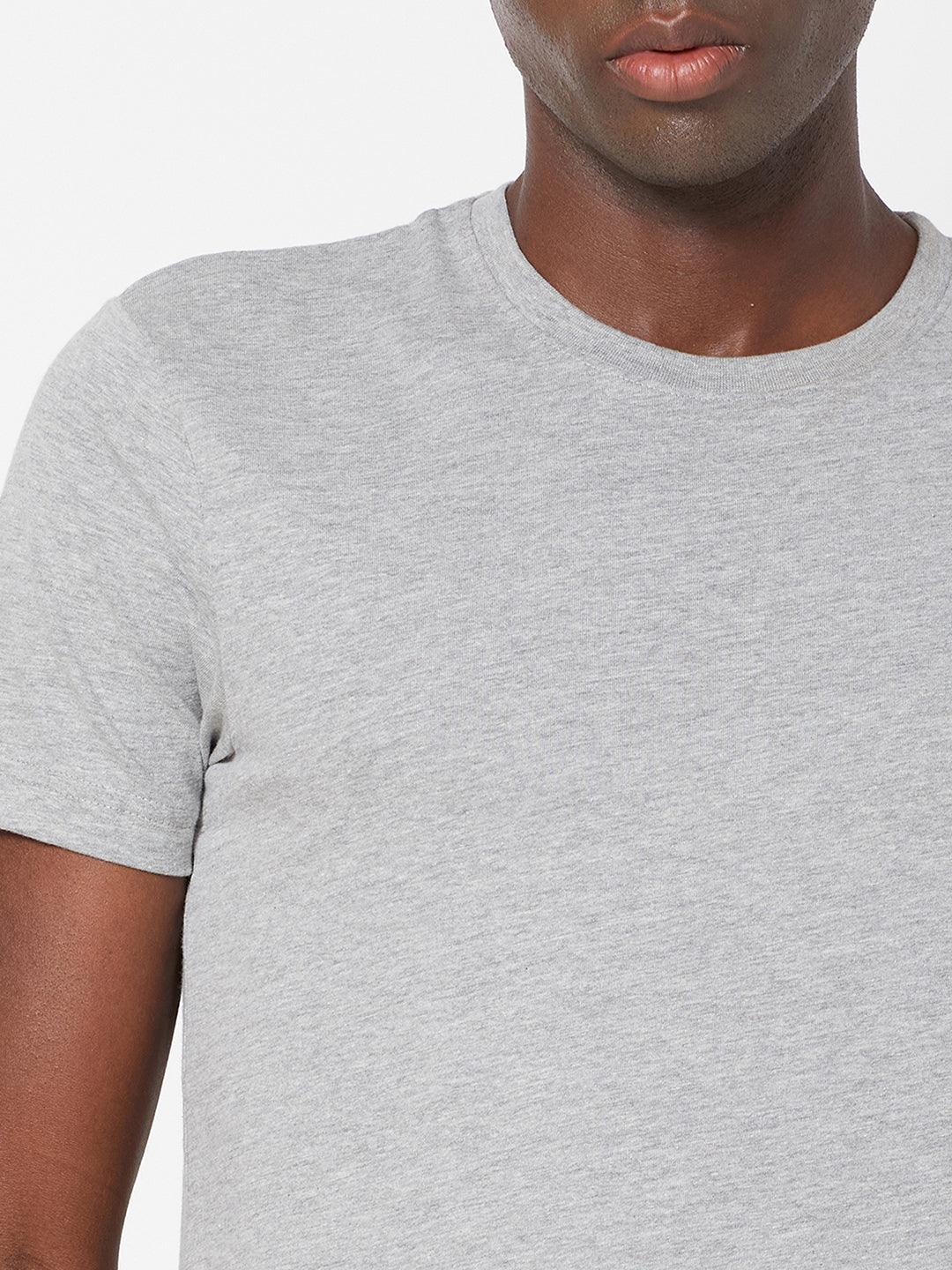 Sporto Men's Round Neck Cotton Tee - Grey Melange