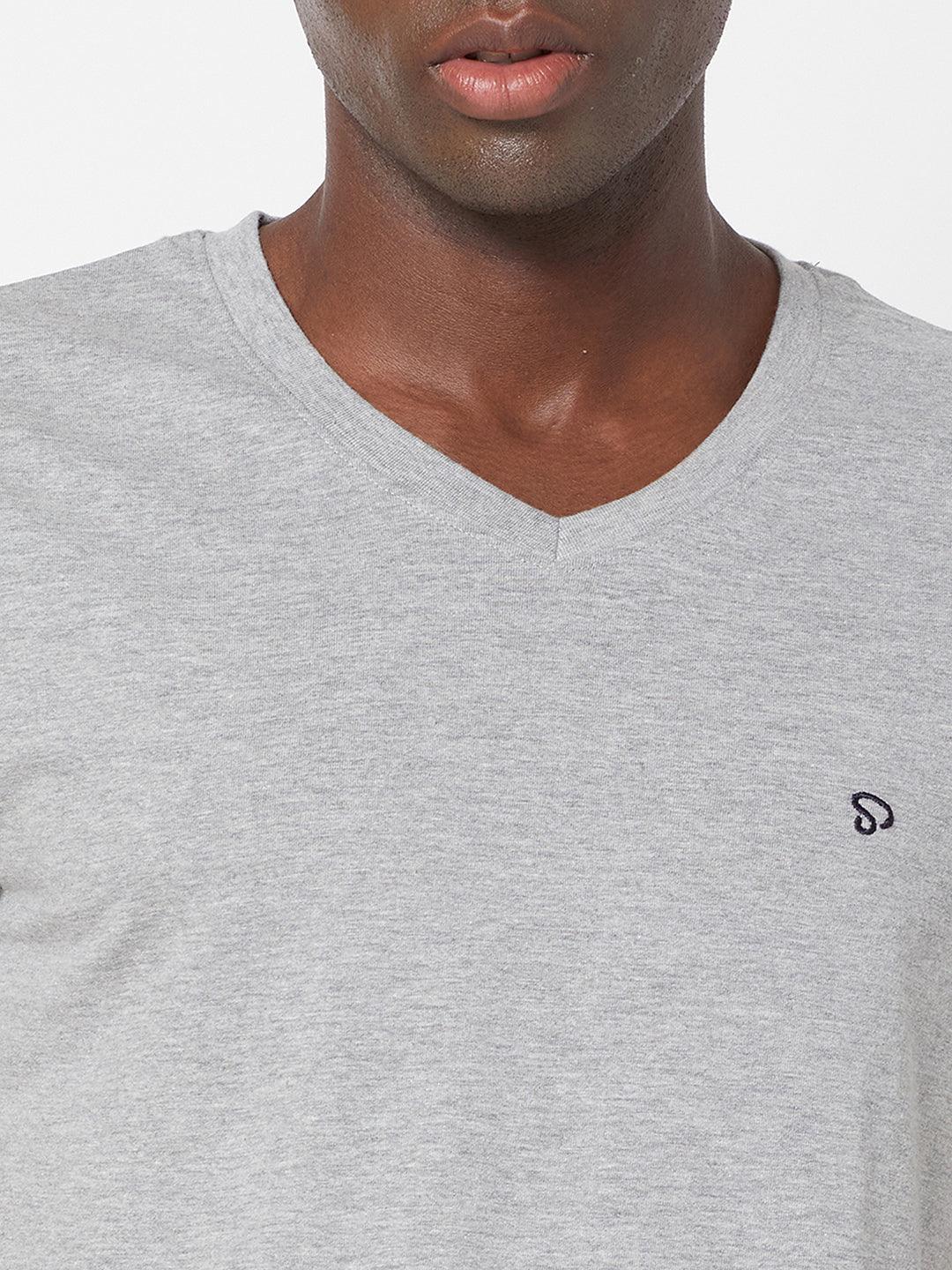 Sporto Men's V Neck T-Shirt - Grey Melange