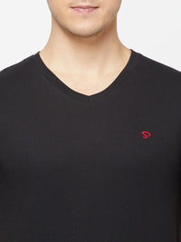 Sporto Men's Slim fit V Neck T-Shirt - Black