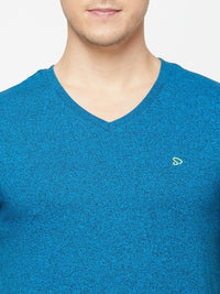 Sporto Men's V Neck T-Shirt - Sapphire Blue Jaspe