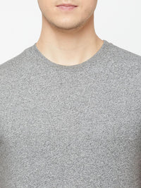 Sporto Men's Round Neck Cotton Tee - Grey Jaspe