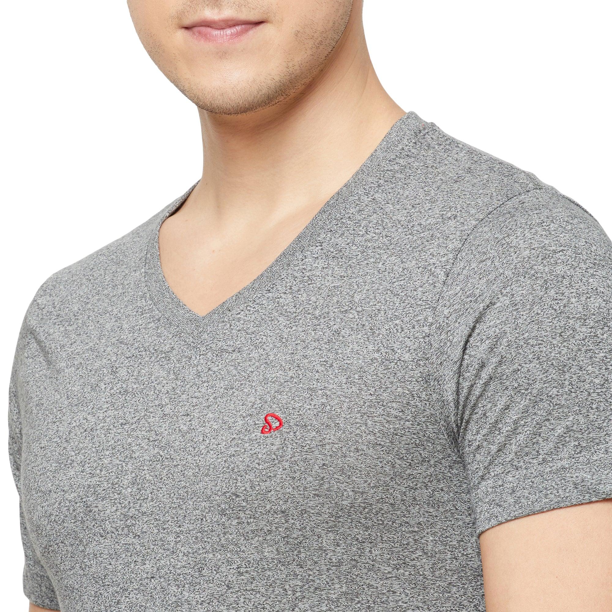 Sporto Men's Slim fit V Neck T-Shirt - Grey Jaspe