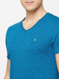 Sporto Men's V Neck T-Shirt - Sapphire Blue Jaspe