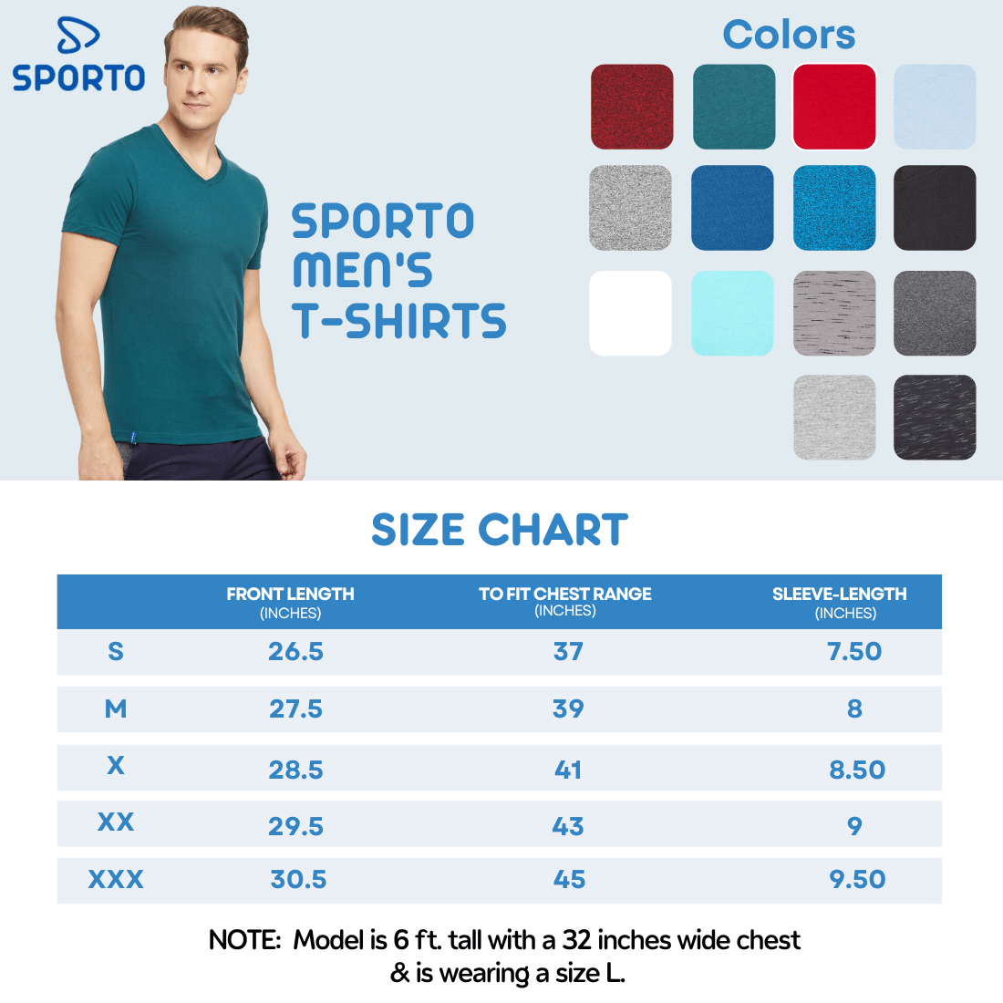 Sporto Men's Slim fit V Neck T-Shirt - Grey With Flakes