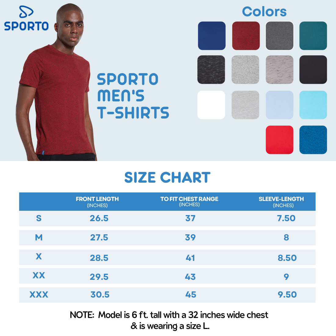 Sporto Men's Round Neck Cotton Tee - Atlantic Deep