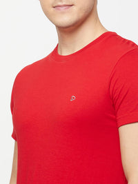 Sporto Men's Round Neck Cotton Tee - Pure Red