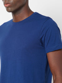 Sporto Men's Round Neck Cotton Tee - Denim Navy