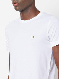 Sporto Men's Round Neck Cotton Tee - Pure White